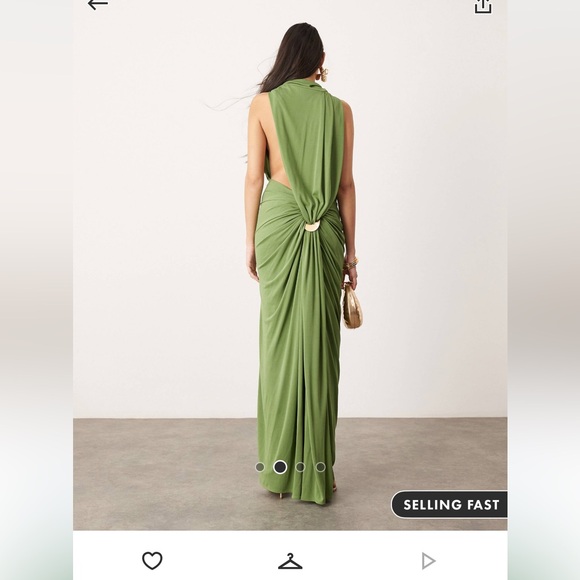 ASOS DESIGN WEDDING GUEST DRESS GREEN SIZE us 10 - Picture 2 of 5